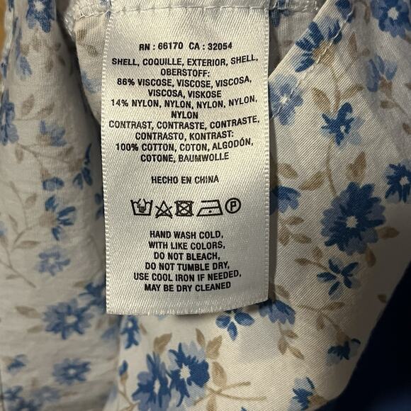 By Anthropologie Flutter Sleeve Layered Sweater Blue Floral Women’s Size 1X Boho - Picture 10 of 14